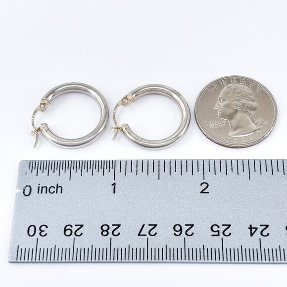 Vintage Sterling Silver 925 Classic Hoop Earrings - Picture 8 of 8